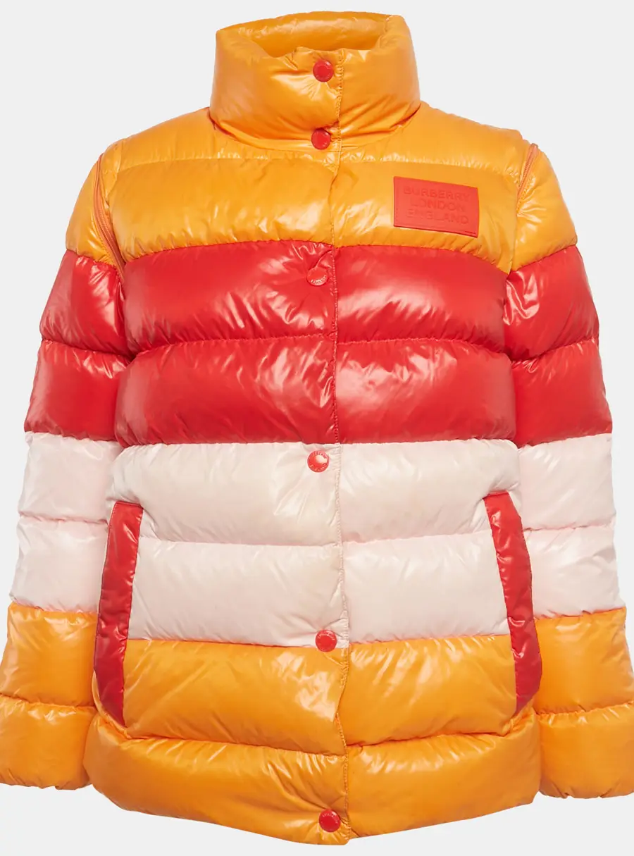Burberry Multicolor Nylon Detachable Sleeve Puffer Down Jacket S