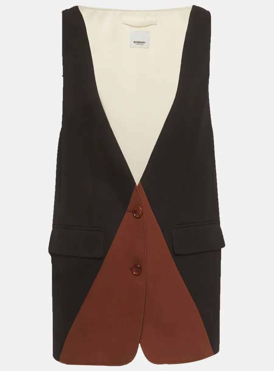 Burberry Multicolour Wool Colorblock Pattern Sleeveless Vest S