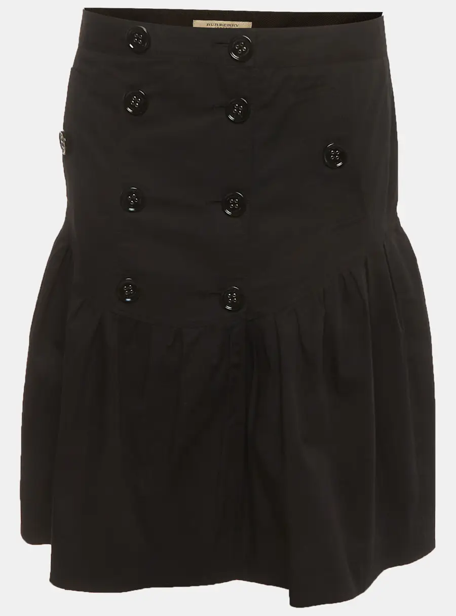 Burberry Black Cotton Pleated Short Skirt M