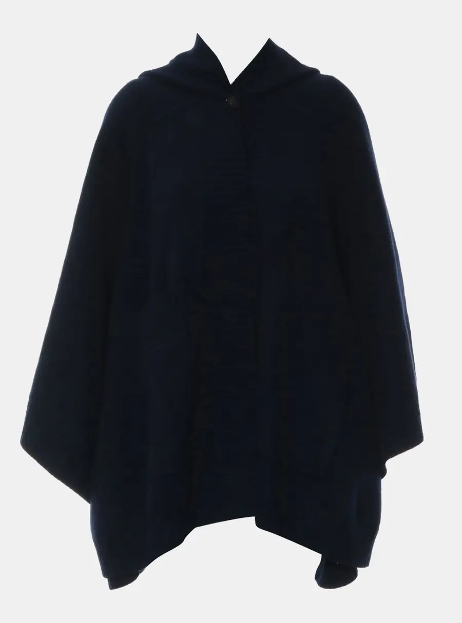 Burberry Crest Logo Wool Cashmere Hooded Cape Poncho