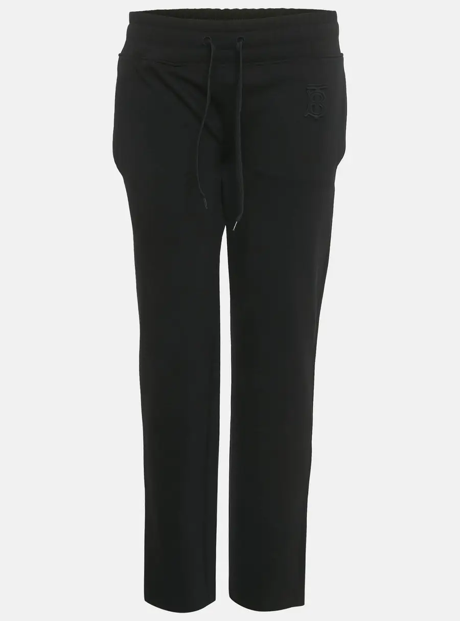 Burberry Black TB Embroidered Crepe Gresham Drawstring Trousers S