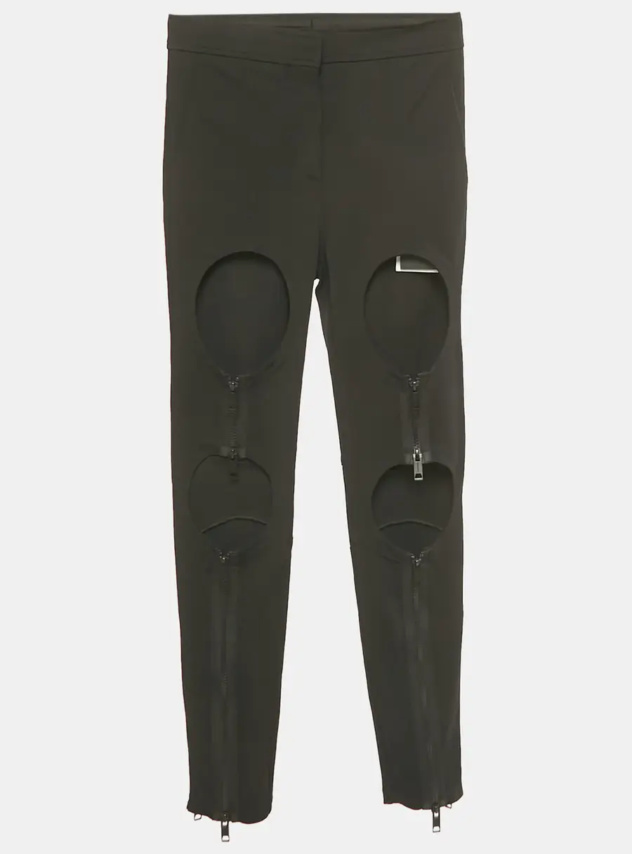 Burberry Black Jersey Zip Detail Cut-Out Pants XS