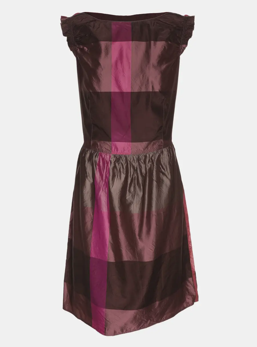 Burberry Multicolor Satin Sleeveless Midi Dress M