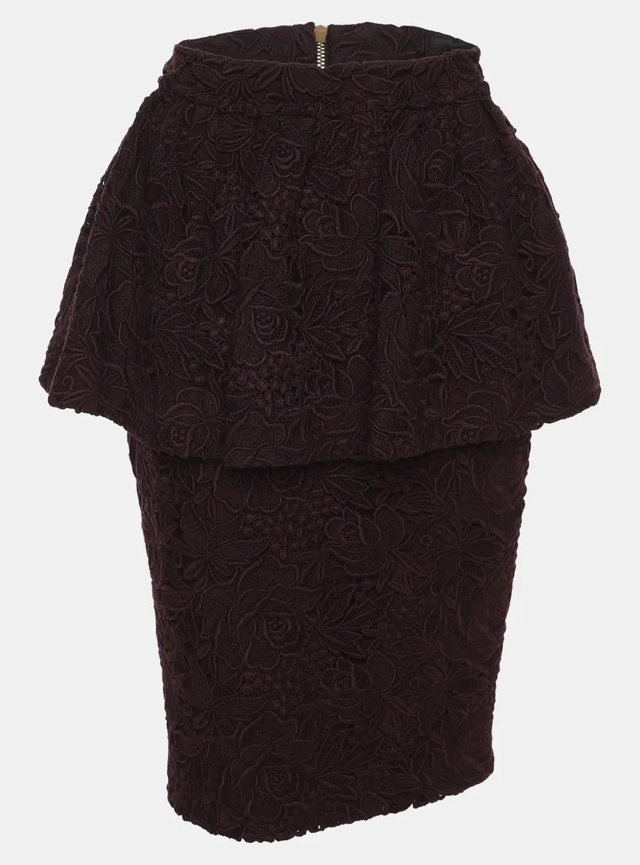 Burberry Burgundy Lace Pencil Skirt S