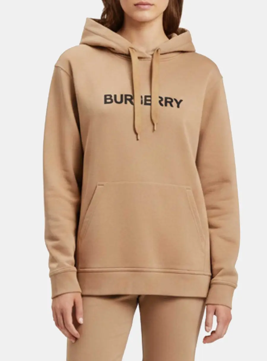 Burberry Beige Logo Graphic Cotton Knit Hoodie XL