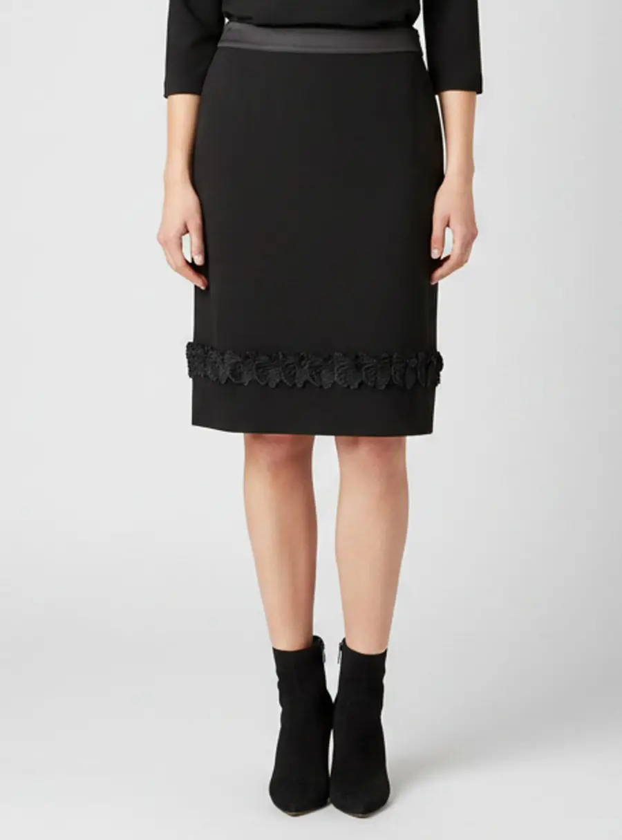 Burberry Black Silk Crepe and Satin Knee Length Skirt M