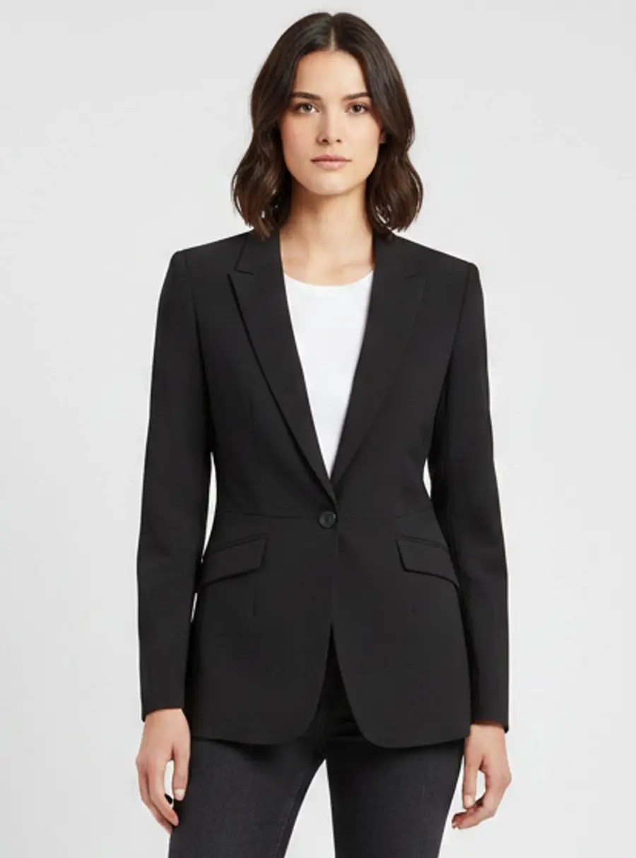 Burberry Black Wool Blend Fitted Blazer S