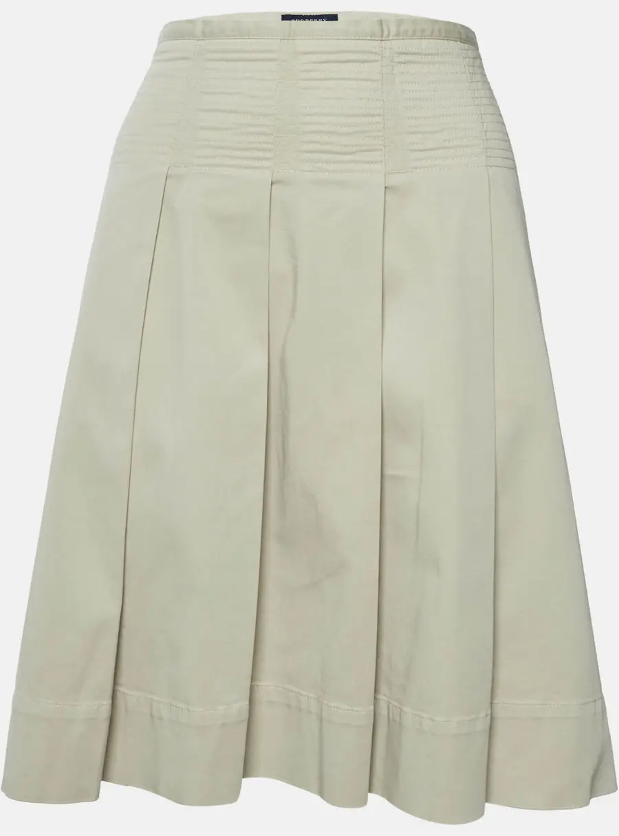 Burberry Vintage Beige Cotton Pleated Knee Length Skirt L