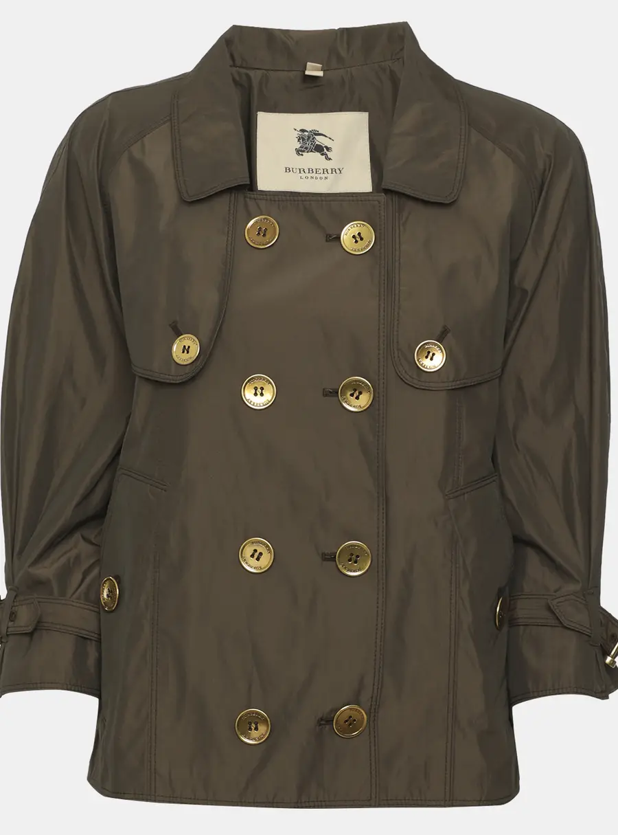 Burberry Green Nylon Cropped Jacket L