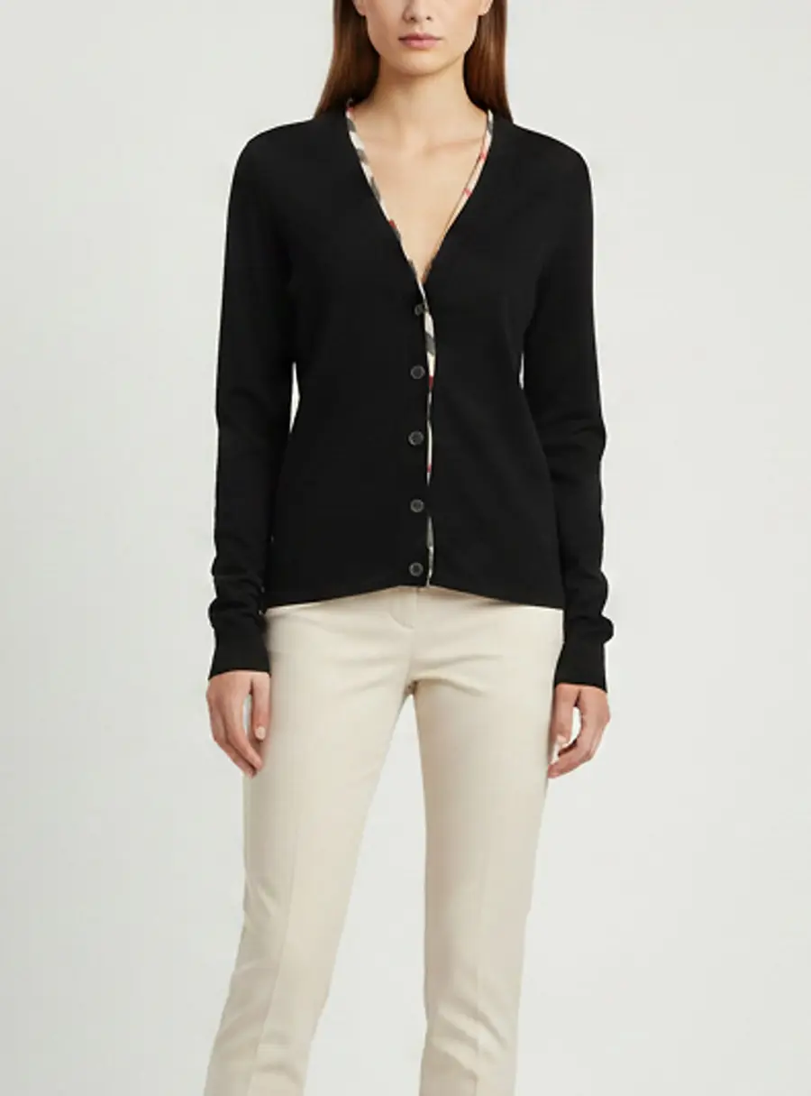 Burberry Black Nova Check Merino Wool Long Sleeve Shirt M