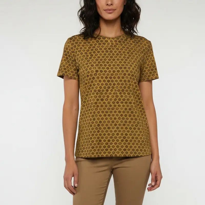 Burberry Mustard Yellow Printed Short Sleeve Top S