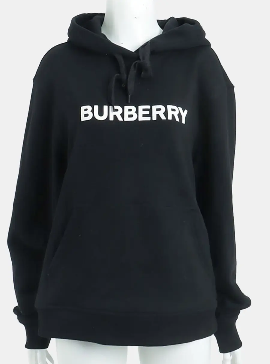 Burberry Black Cotton hooded long-sleeve top Size S