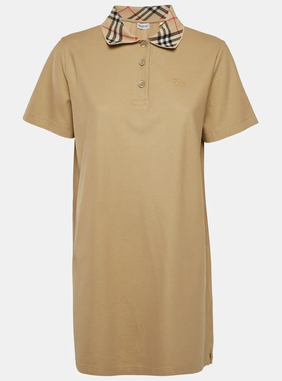 Burberry Beige Cotton Pique Polo T-Shirt Dress L