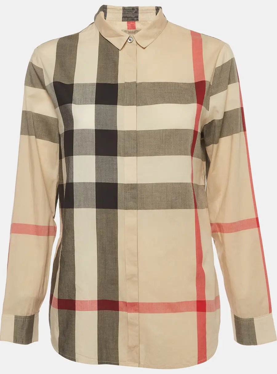 Burberry Multicolor Plaid Cotton Long Sleeve Shirt M