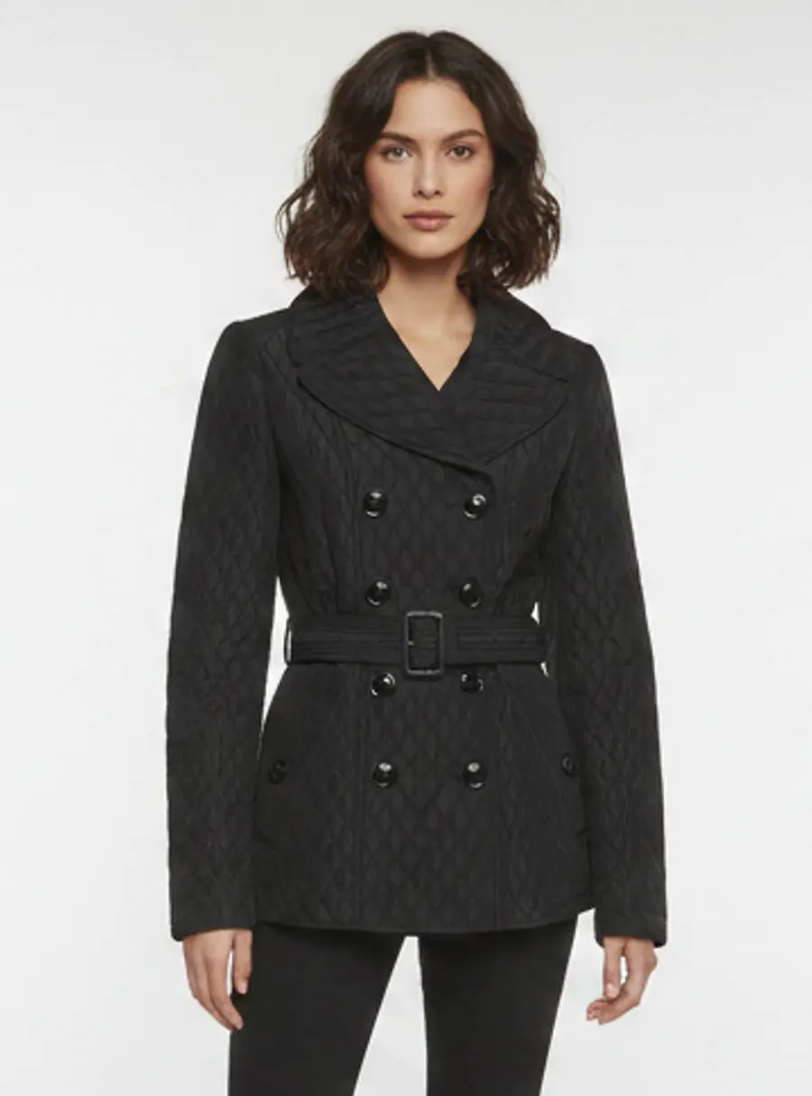 Burberry Black Diamond Quilted Synthetic Double Breasted Jacket S