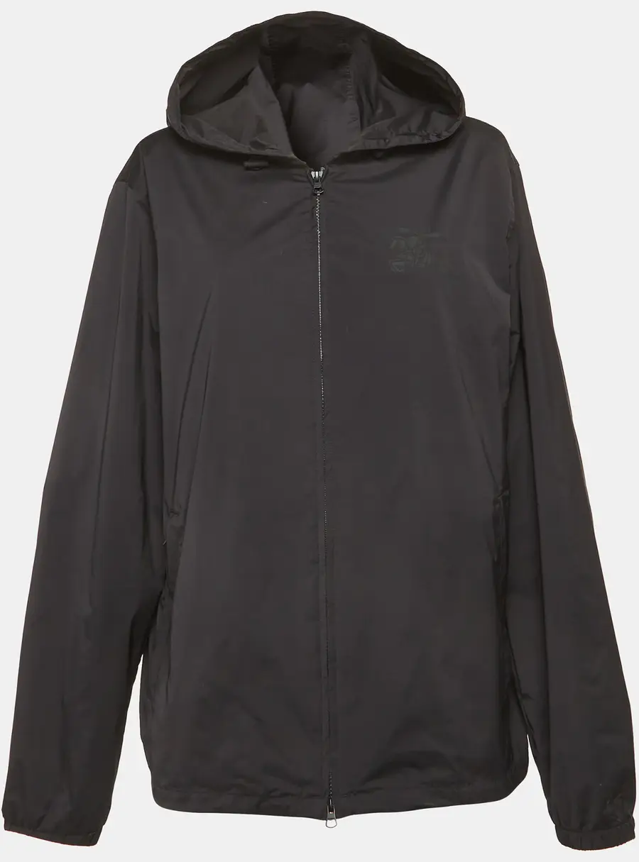 Burberry Black Oak Leaf Badge Print Synthetic Jacket L