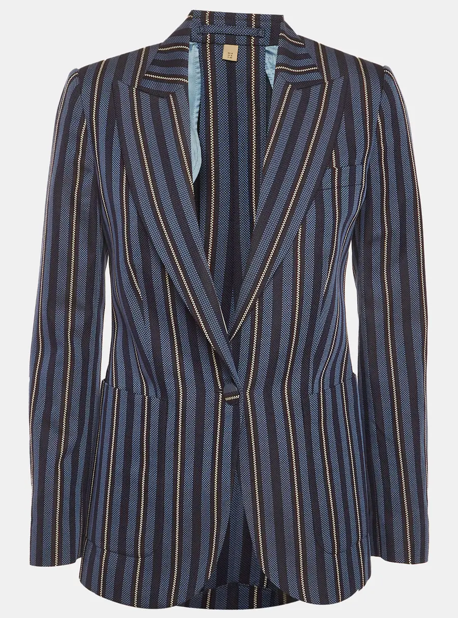Burberry Blue Striped Jacquard Blazer S