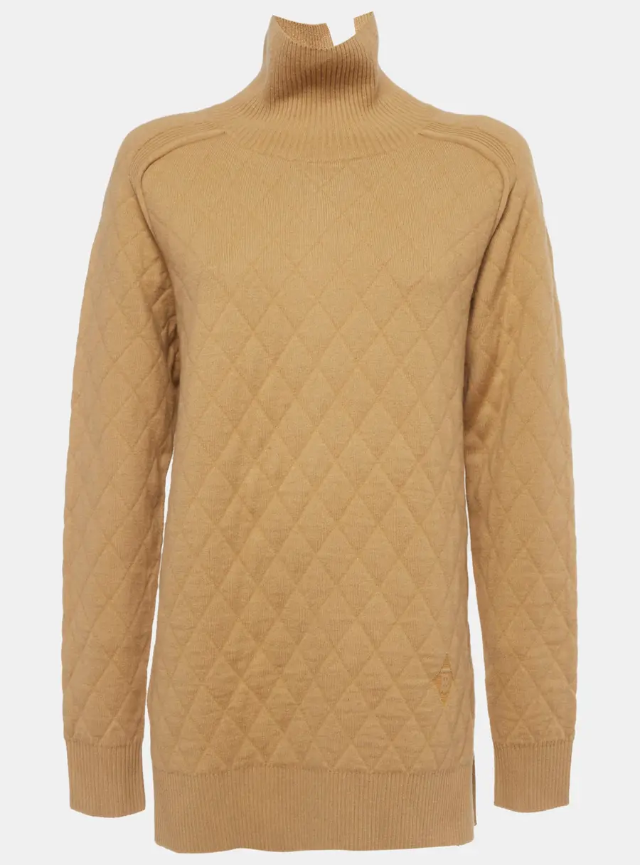 Burberry Beige Wool Quilted Turtle Neck Sweater S