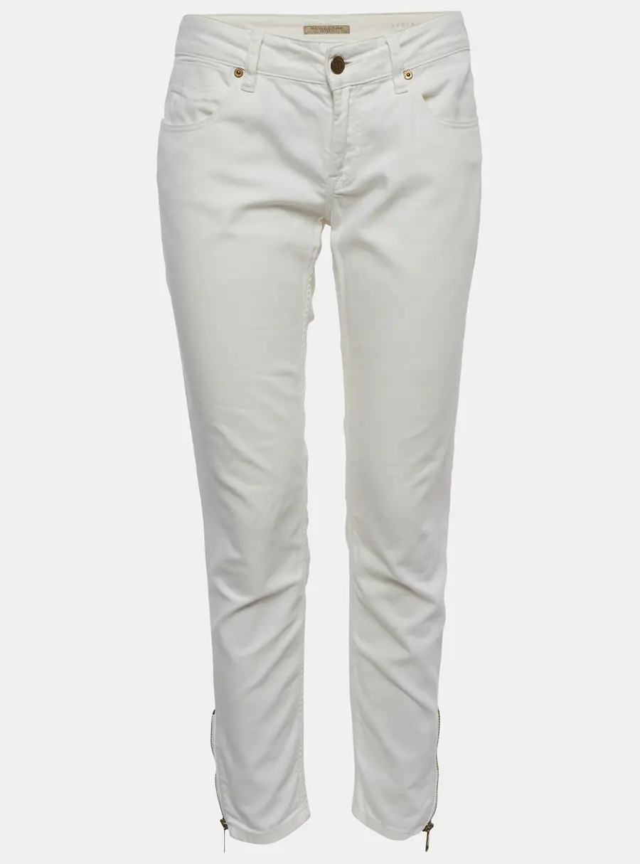 Burberry White Denim Side Zipper Skinny Jeans M/Waist 28"