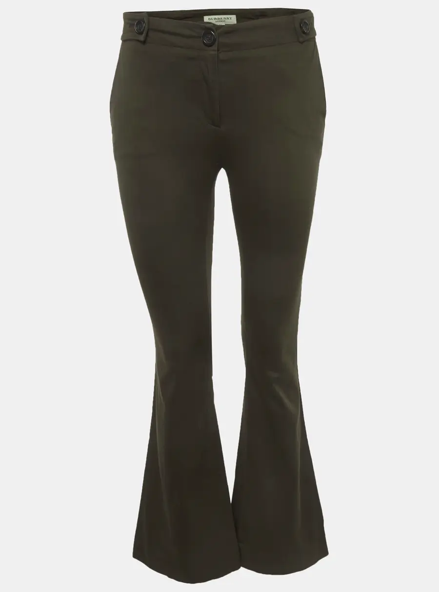Burberry Green Cotton Flared Trousers S
