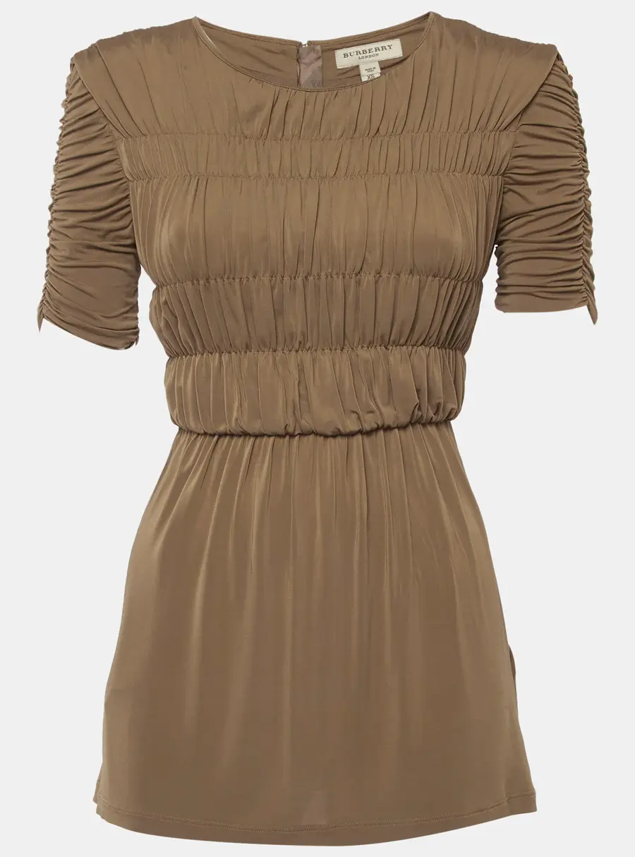Burberry Brown Jersey Smocked Top XS