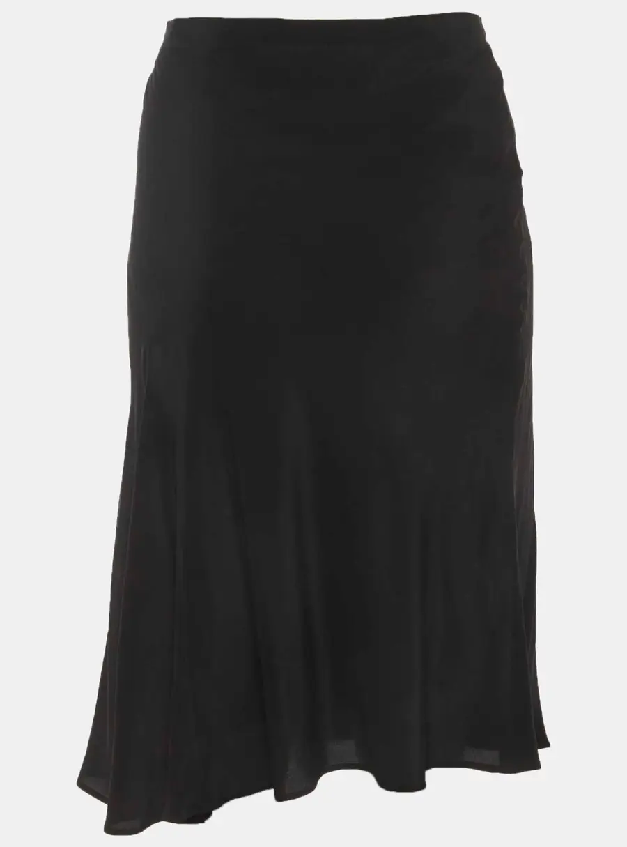 Burberry Black Silk Flared Knee Length Skirt M