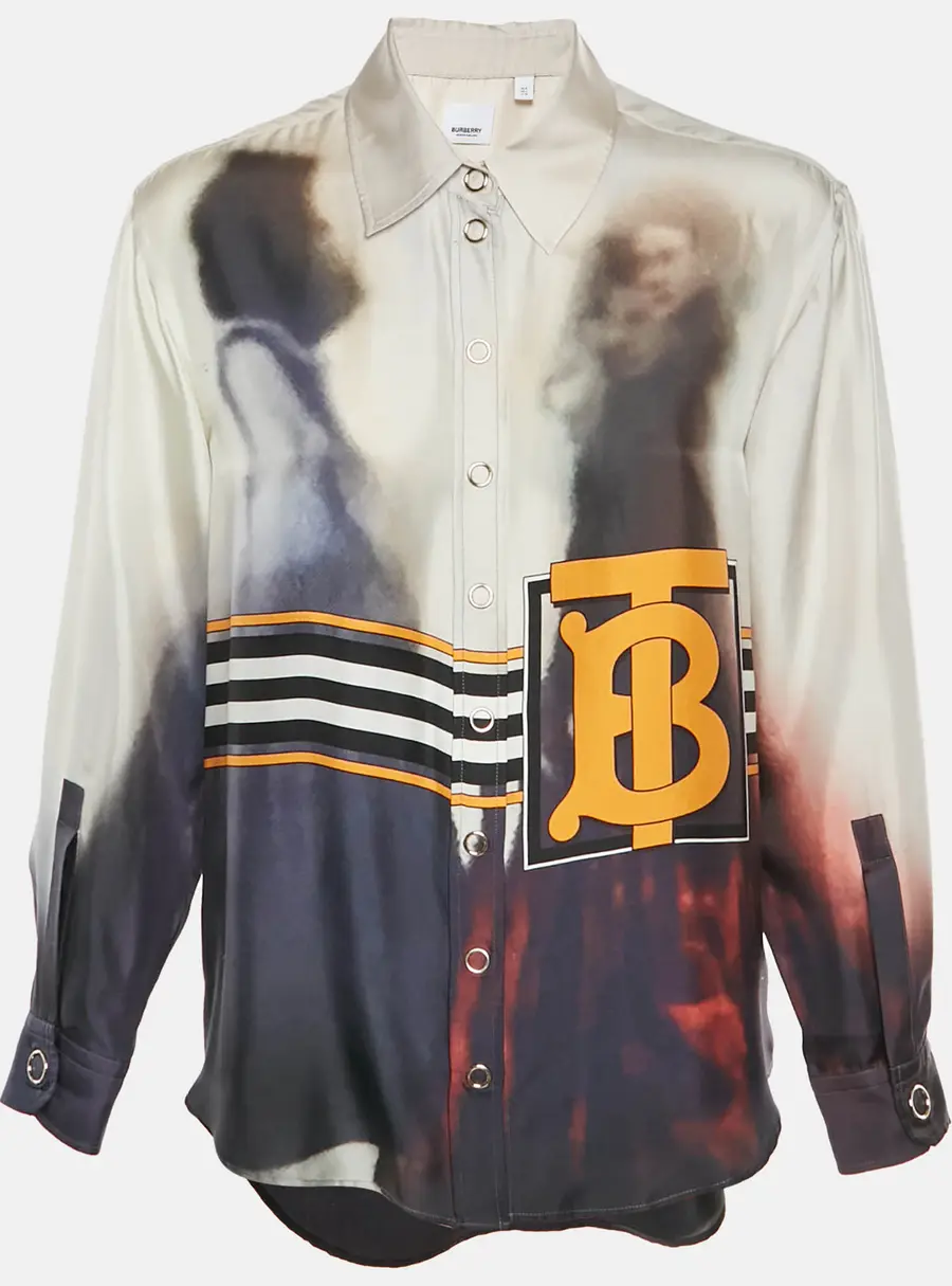 Burberry Multicolour Monogram Print Silk Arianna Shirt S