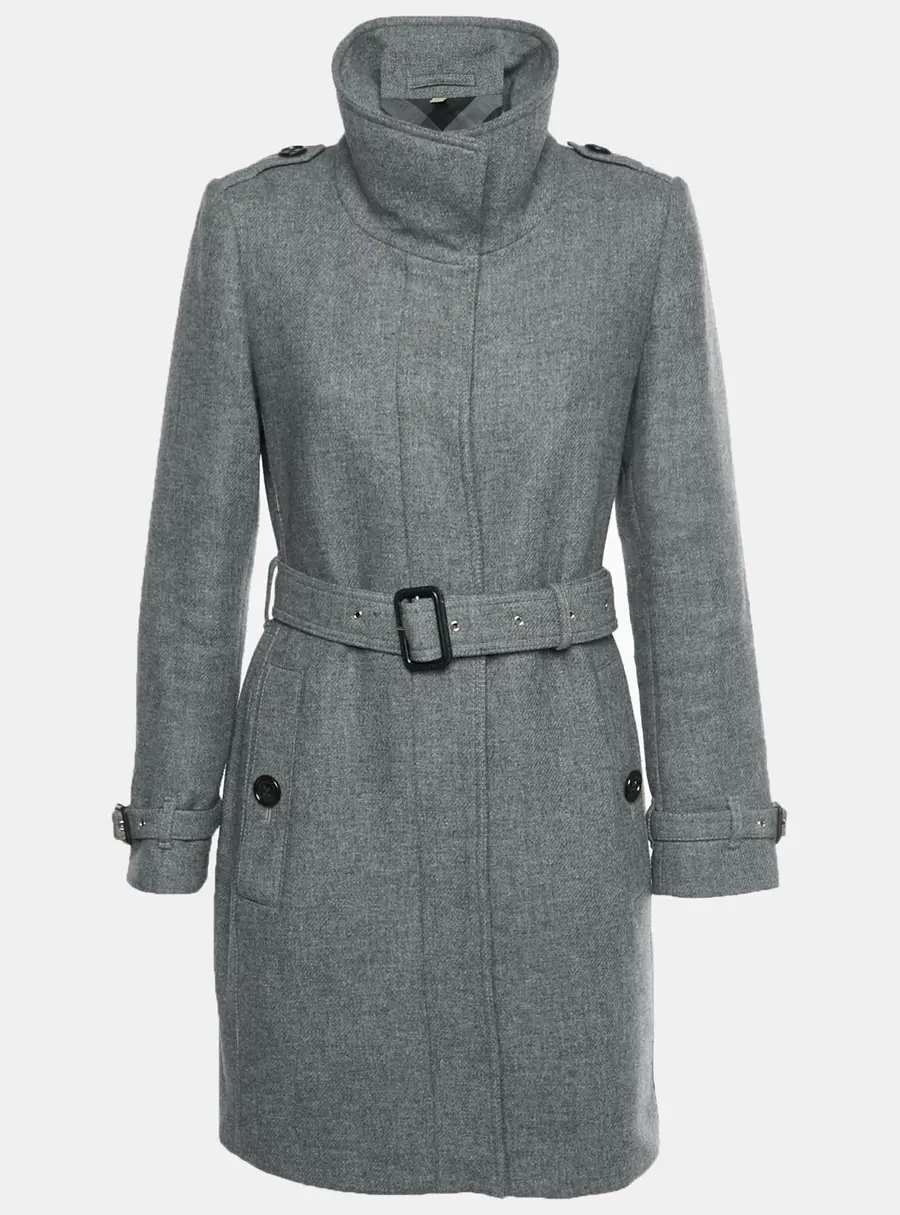 Burberry Grey Wool Felt Belted Coat M