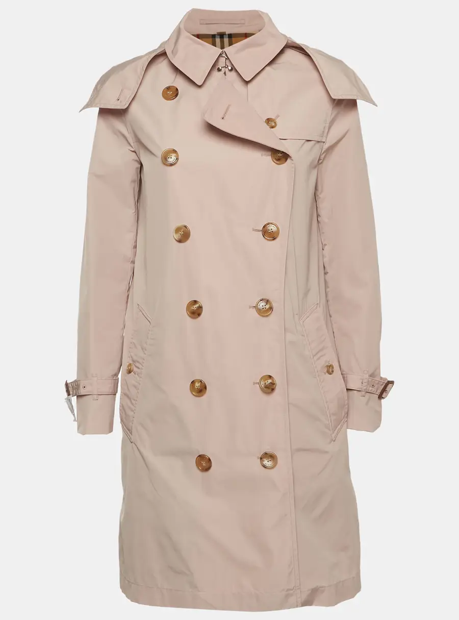 Burberry Beige Synthetic Hooded Trench Coat S