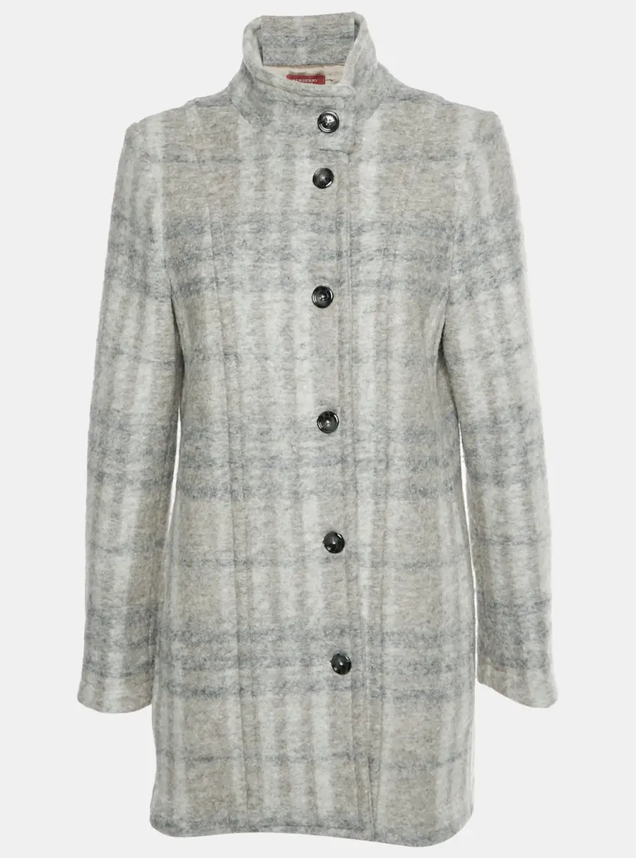 Burberry Grey Checks Wool Coat S