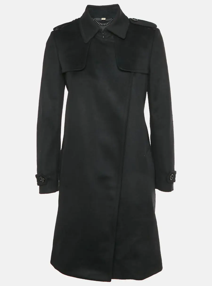 Burberry Black Wool Felt Open Front Coat S
