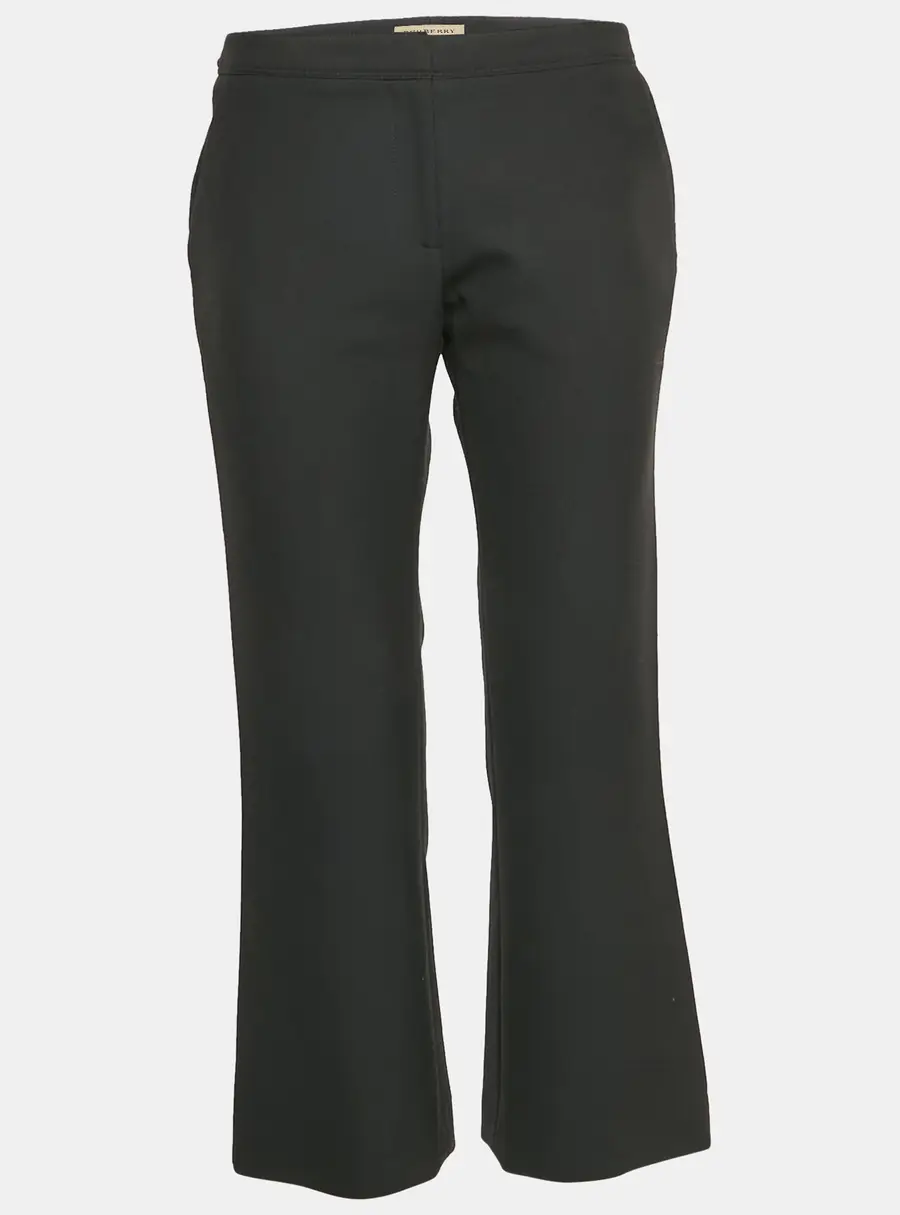 Burberry Black Synthetic Knit Wide Leg Capri Trousers S