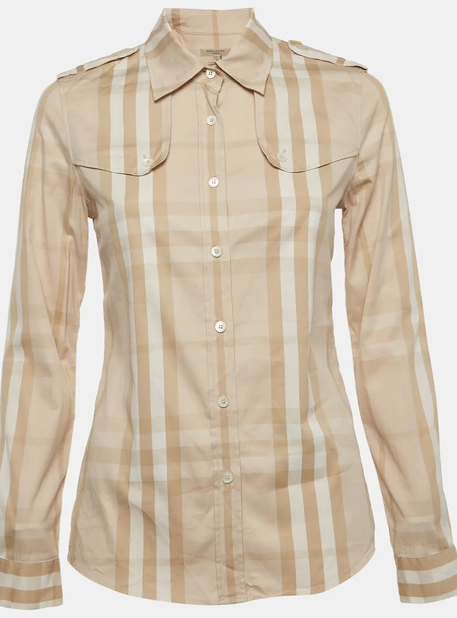 Burberry Beige Nova Check Cotton Button Up Shirt XS