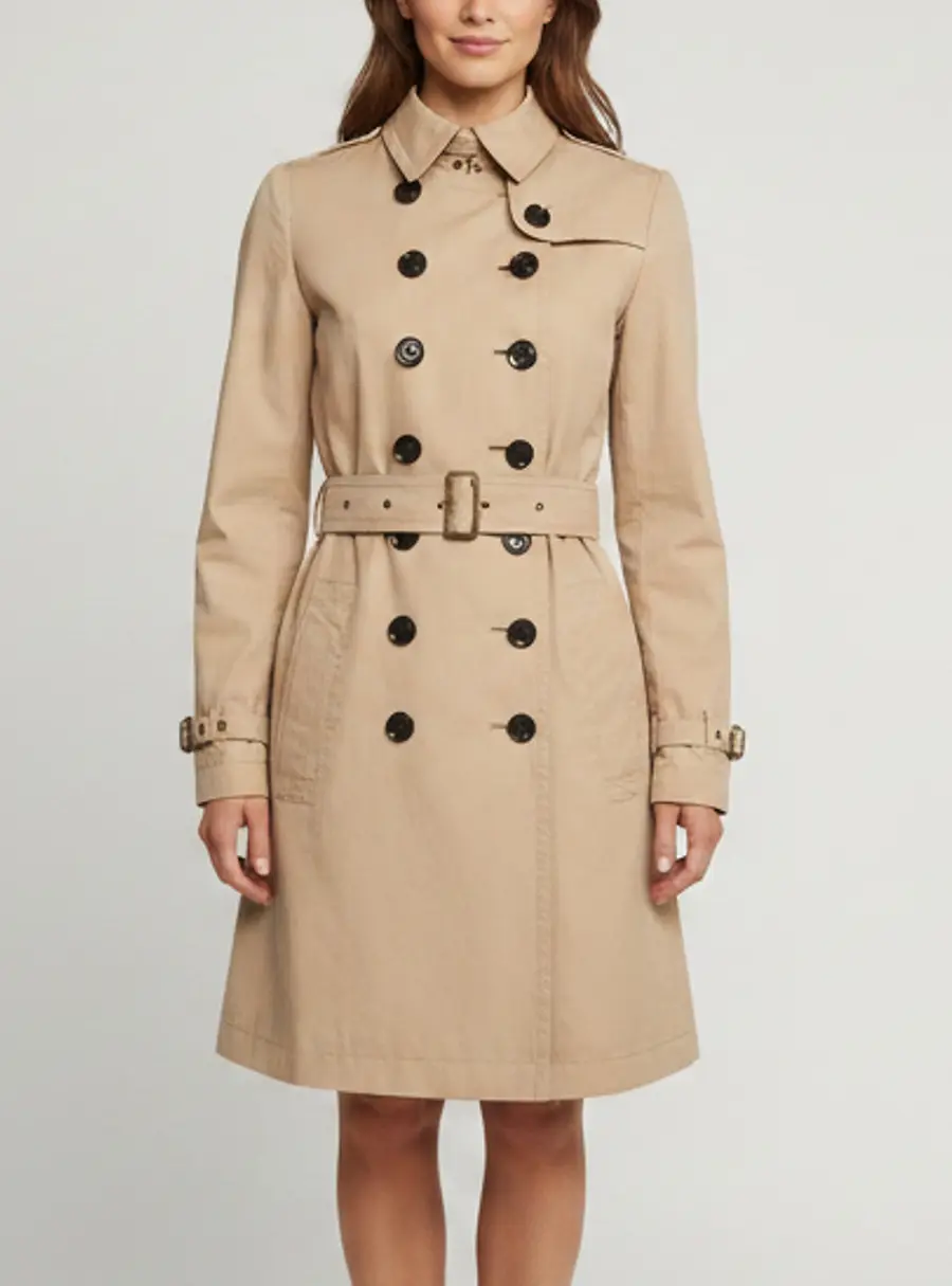 Burberry Brit Beige Cotton Double Breasted Trench Coat S