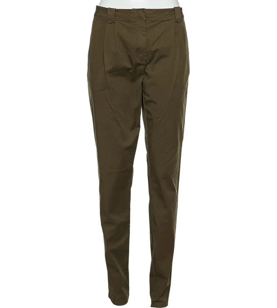 Burberry Brit Khaki Green Cotton Pleated Pants L