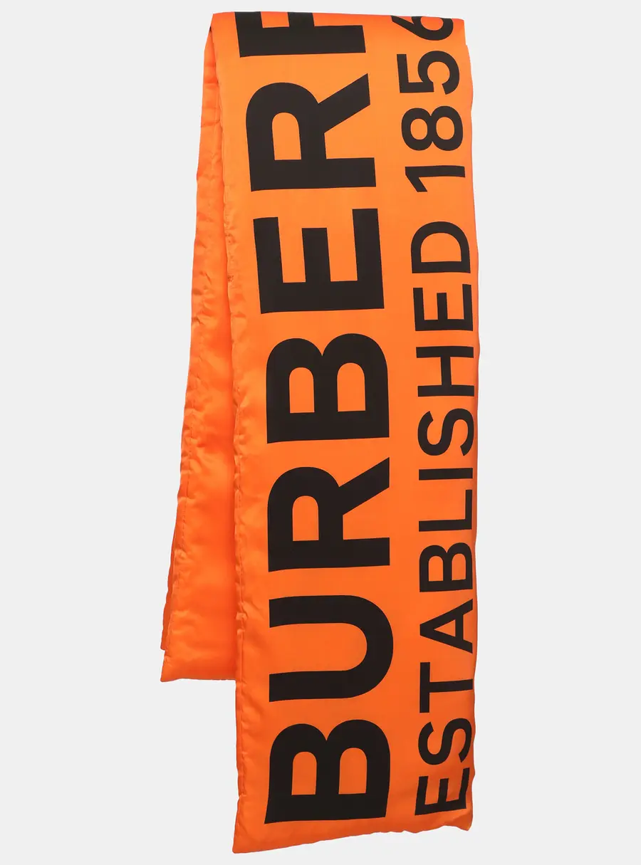 Burberry Orange Horseferry Printed Silk Puffer Scarf