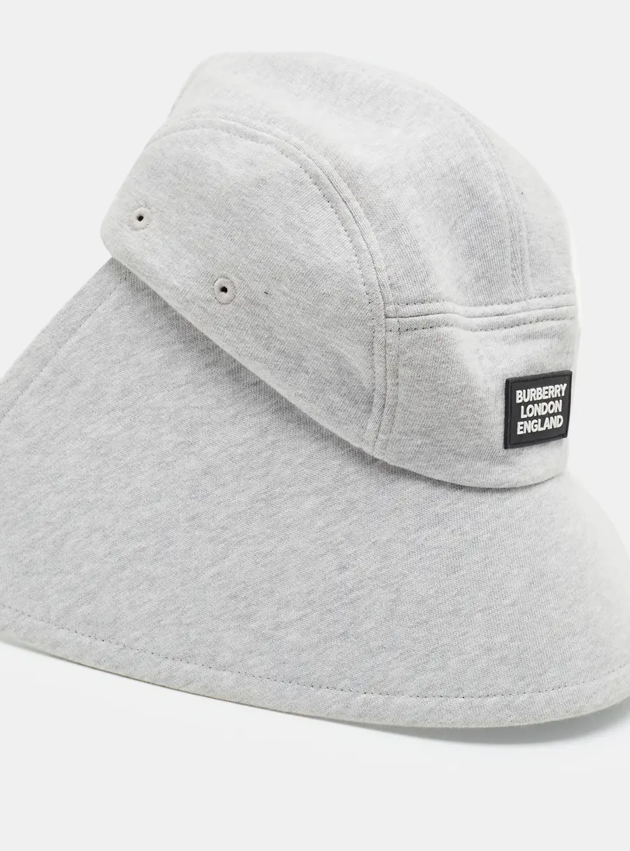 Burberry Grey Logo Applique Cotton Bonnet Cap L