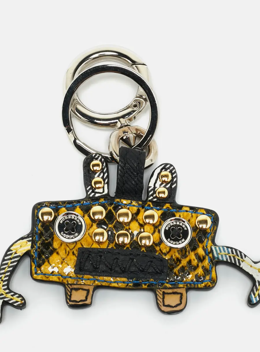 Burberry Yellow Snakeskin Embossed Studded Monster Bag Charm