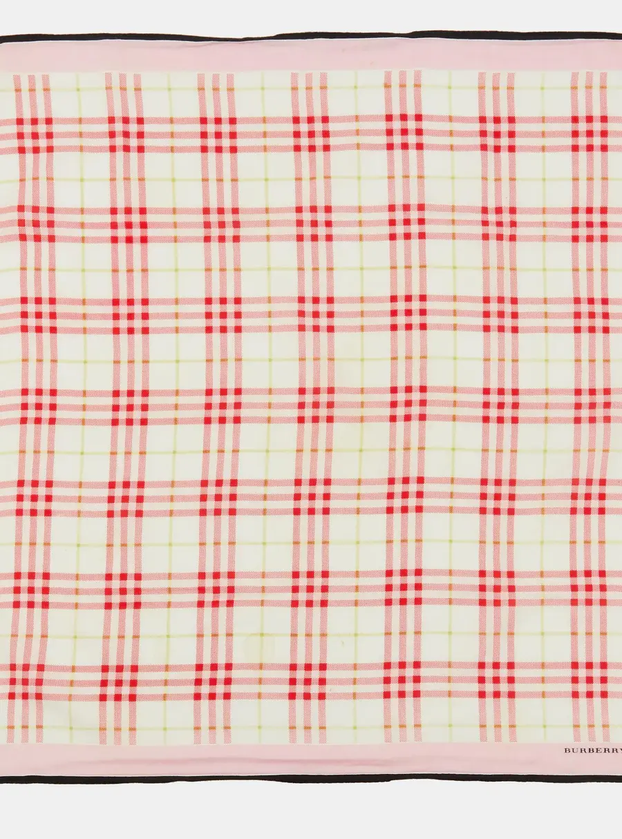 Burberry Pink Checked Cotton Neck/Hand Kerchief