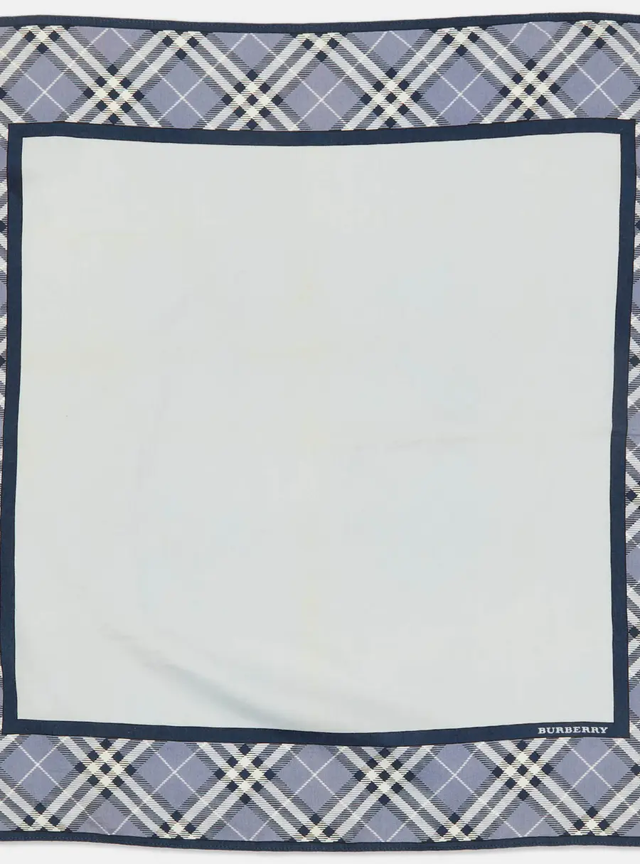 Burberry Blue Checked Cotton Handkerchief