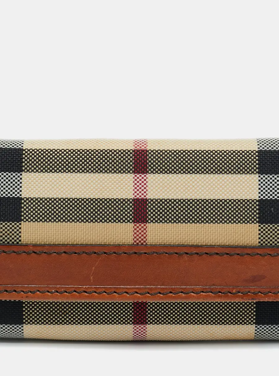 Burberry Key Holder Beige/Brown Haymarket Check Canvas and Leather