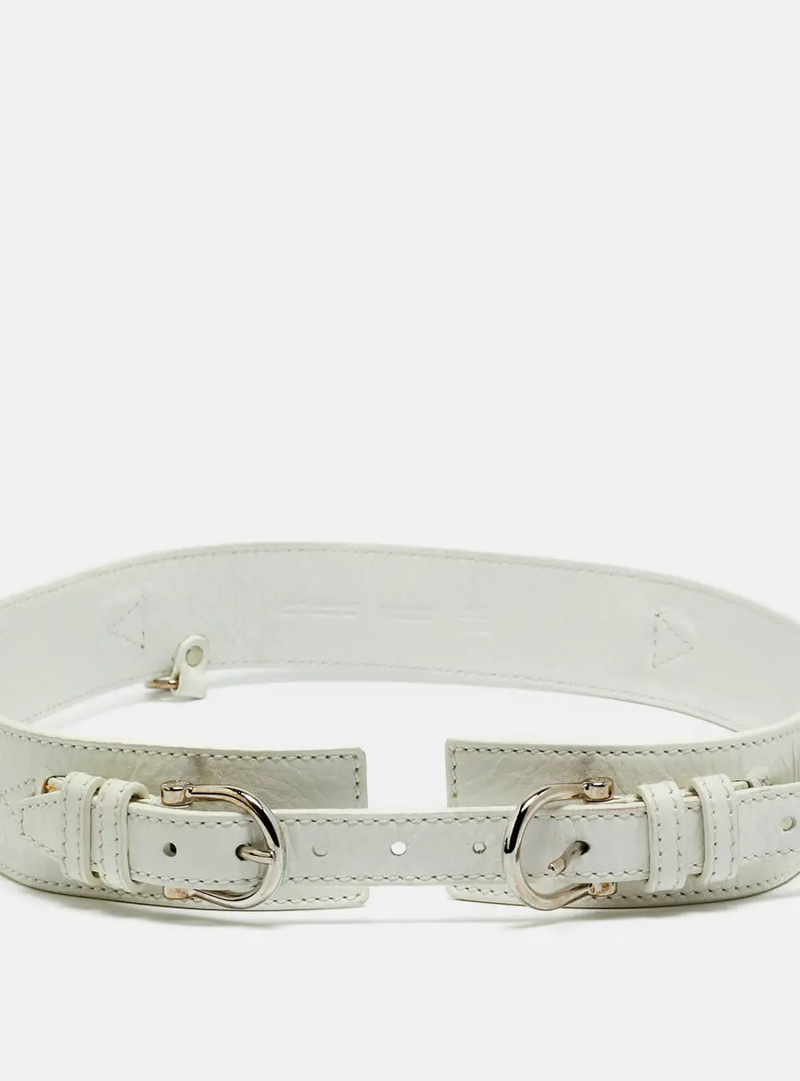Burberry 100 CM Buckle Belt White Leather
