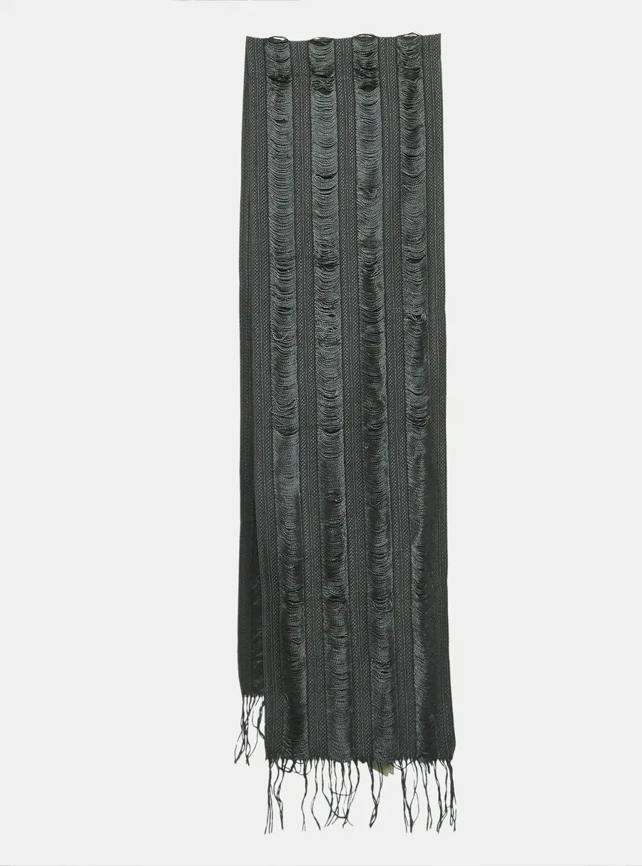 Burberry Grey Wool Fringed Stole