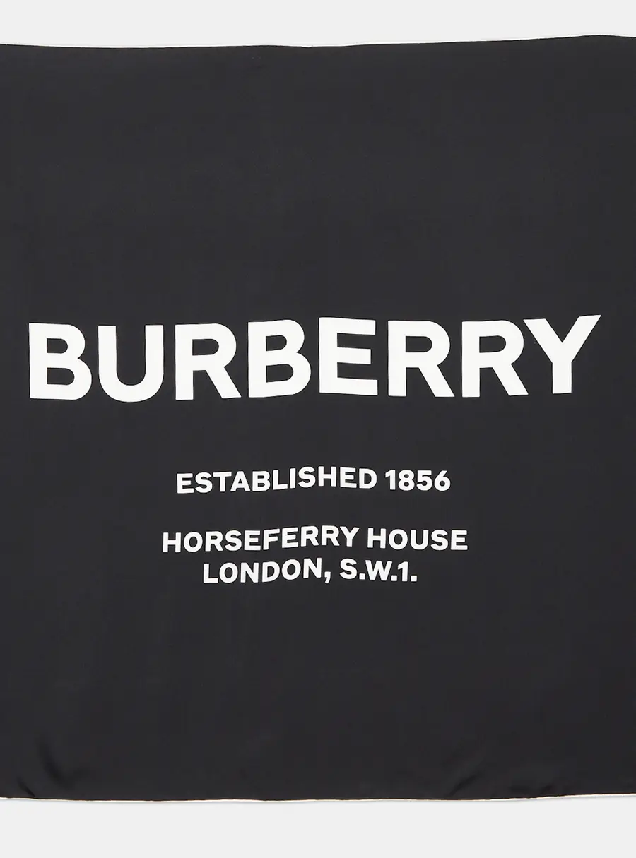 Burberry Black Horseferry inverse Printed Silk Square Scarf