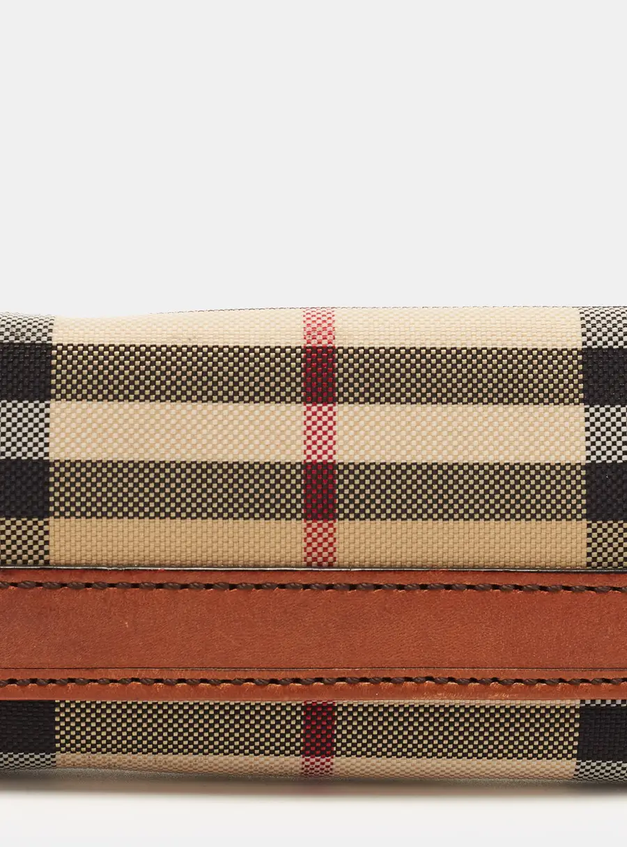 Burberry Key Holder Beige/Brown Haymarket Check Canvas and Leather