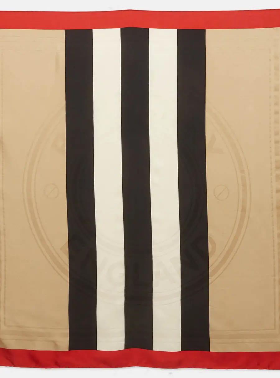 Burberry Beige Icon Stripe and Logo Graphic Silk Square Scarf
