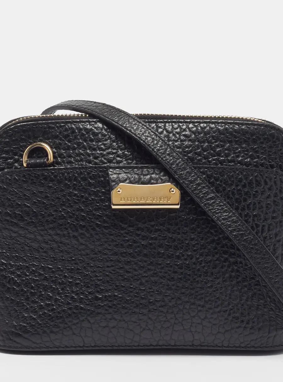 Burberry Harrogate Small Black Pebbled Leather Crossbody Bag