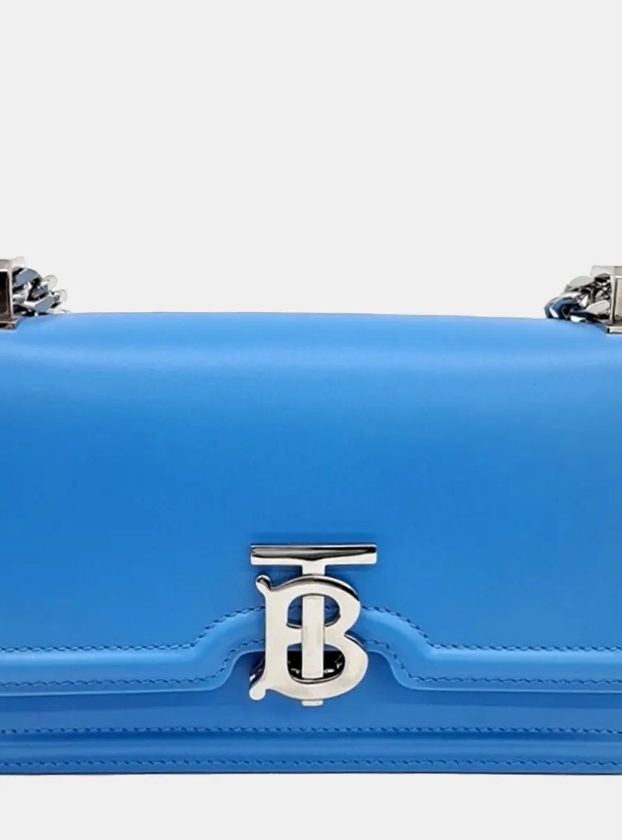 Burberry TB Mini Bright Sky Blue Calfskin Leather Chain Shoulder Bag