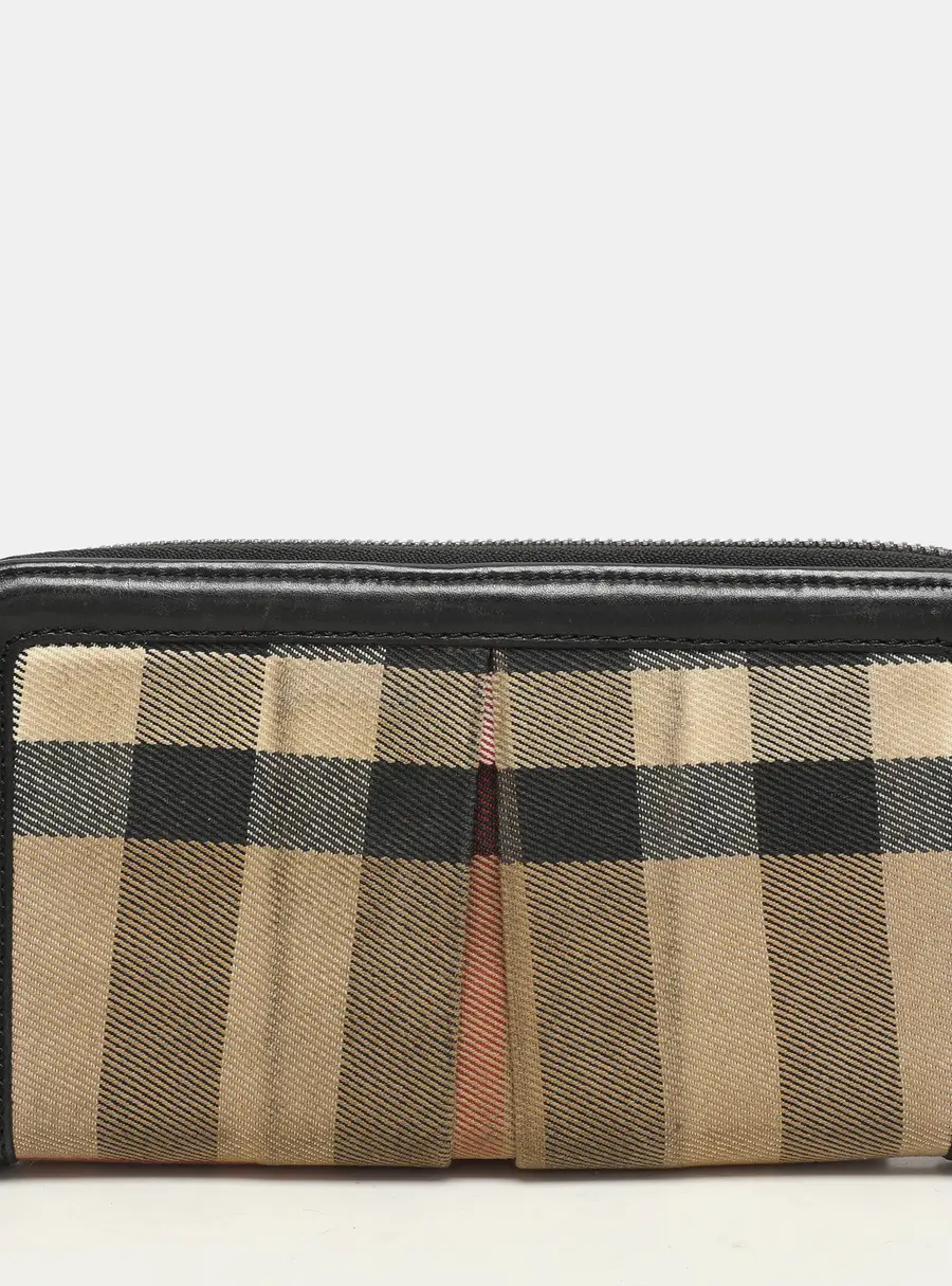 Burberry Beige/Black House Check Canvas and Leather Continental Wallet