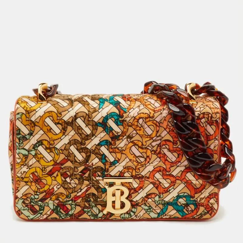 Burberry Multicolor Satin and Leather Small Lola Shoulder Bag
